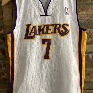 Kids Lakers White and Purple Tank Top Odom #7 size M